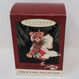 Hallmark Keepsake 1998 Child’s Third Christmas Bear with Stocking Ornament #3
